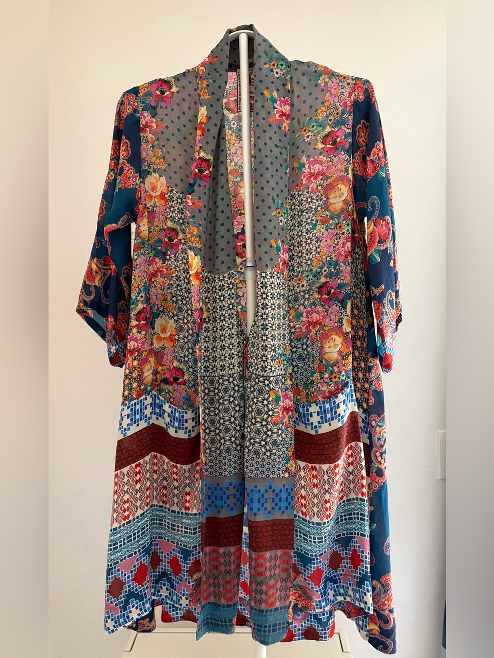 Johnny Was Floral Midlength Kimono Duster XS
